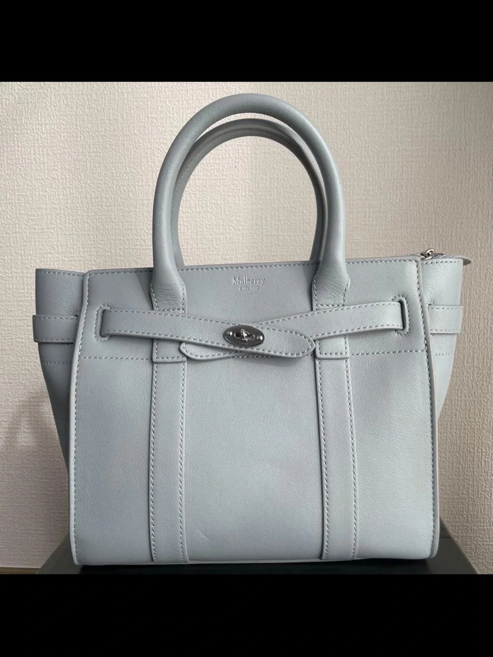 Mulberry Light Blue Leather Satchel with Postman's Lock